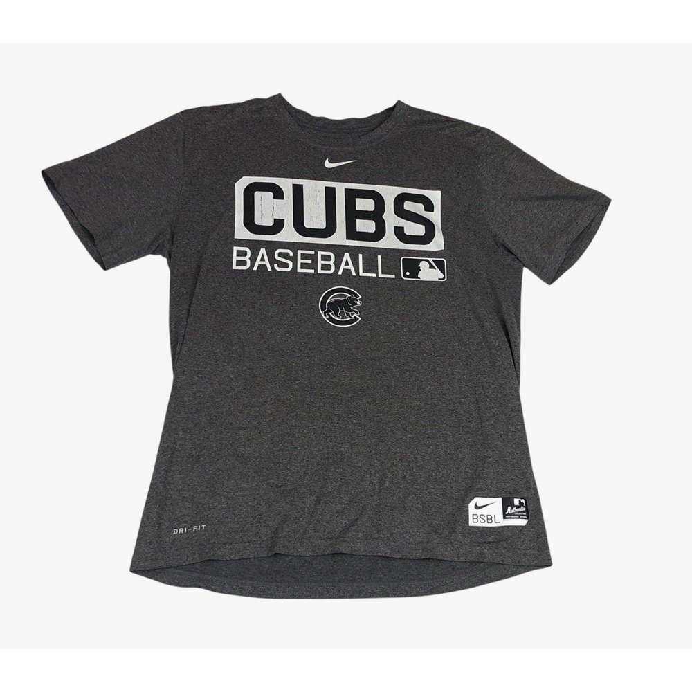 Nike Chicago Cubs Baseball Dri-FIT T-Shirt Charcoal Grey Mens Large 564076-071